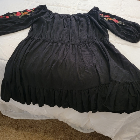 Black pheasants dress / Tunic top  short length drop shoulder elastic waist - Picture 3 of 9